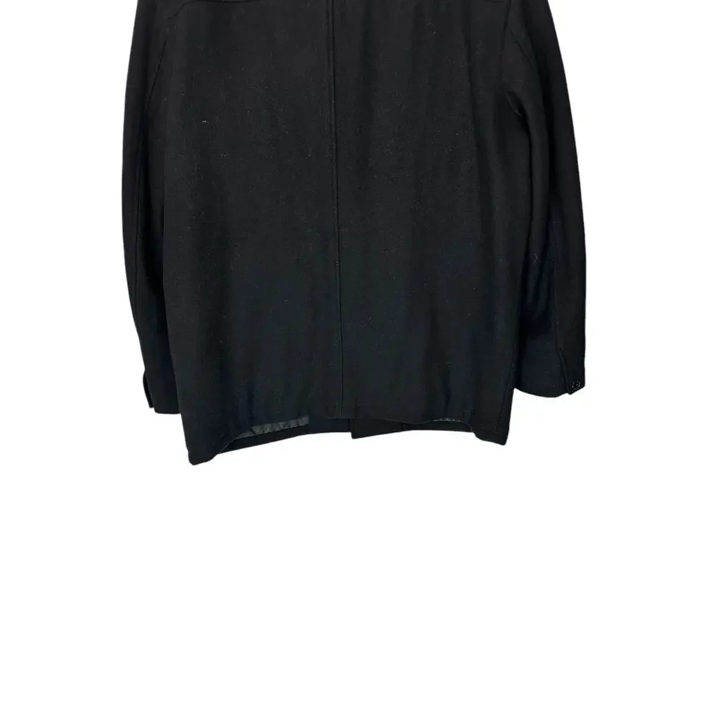 J.Crew Men's Black Wool Thinsulate Work University Overcoat Trench Coat Size‎ XL